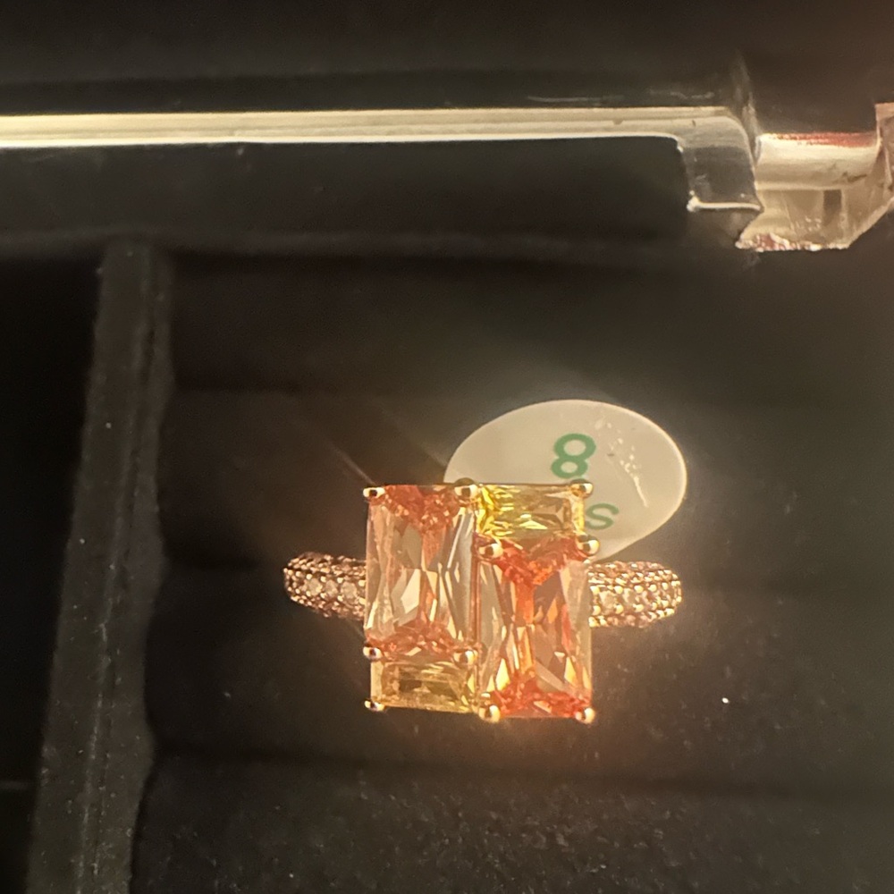 Rose gold plated Yellow topaz ring size 8 brand new with tags